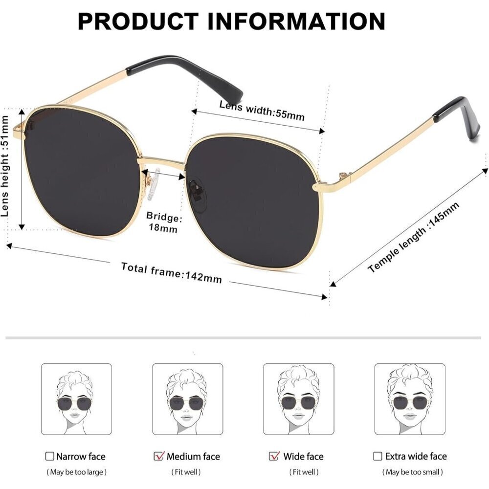 🆕Sojos Sunglasses Women Gold Classic Trendy Square Cute Frame Shades Eyewear - Picture 4 of 5